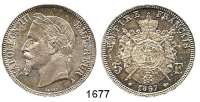 AUSLÄNDISCHE MÜNZEN,Frankreich Napoleon III. 1852 - 1870 5 Francs 1867 A.  Kahnt/Schön 113.  KM 799.1.