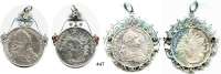 Deutsche Münzen und Medaillen,Bayern LOTS     LOTS     LOTS Madonnentaler 1777 und 1786.  Jeweils in dekorativer Fassung (beide mit zwei roten Farbsteinen besetzt).  LOT. 2 Stück.