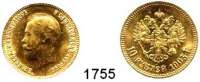 AUSLÄNDISCHE MÜNZEN,Russland Nikolaus II. 1894 - 1917 10 Rubel 1903  (7,74g fein).  Bitkin 11.  Schön 16.  Y 64.  Fb. 179.  GOLD.