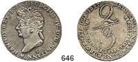 Deutsche Münzen und Medaillen,Braunschweig - Calenberg (Hannover) Georg IV. 1820 - 1830 2/3 Taler 1827(M) C.  Kahnt 208.  AKS 39.  Jg. 24 a.