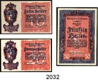 P A P I E R G E L D,AUSLÄNDISCHES  PAPIERGELD Liechtenstein 10 Heller(9), 20 Heller(11) und 50 Heller(9) o.D.  Kodnar/Künstner 512.  LOT. 29 Scheine.