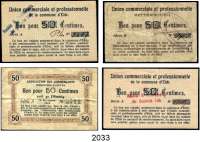 P A P I E R G E L D,AUSLÄNDISCHES  PAPIERGELD Luxemburg Notgeld 1917/1918.  Union commerciale et professionnelle de la Comune d`Eich,  25(3) und 50(2) Centimes o.D.(1917).  Union commerciale et professionelle Bettembourg,  50 Centimes o.D.(1918).  Association des Commercants d´Esch-Sur-Alzette,  50(2) Centimes 10.11.1918.  LOT. 8 Scheine.
