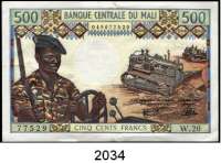 P A P I E R G E L D,AUSLÄNDISCHES  PAPIERGELD Mali 500 Francs o.D.(1973-1984).  Pick 12 e.