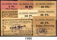 P A P I E R G E L D,L A G E R G E L D Graudenz 10 Pfennig 1.6.1918.  5, 10(3), 50 Pfennig, 1(2) Mark 1.9.1918.  Tieste 05. LOT. 8 Scheine.