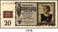 P A P I E R G E L D,A L L I I E R T E      B E S E T Z U N G  20 DM-Kupon 1948 auf 20 Reichsmark vom 16.6.1939.  Ros. SBZ-7