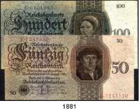 P A P I E R G E L D,R E I C H S B A N K  50 und 100 Reichsmark 11.10.1924.  Ros. DEU-176 a und 177 a.  LOT. 2 Scheine.