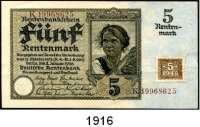 P A P I E R G E L D,D D R  5 Kuponmark 1948 auf 5 Rentenmark.  Braune KN.  Serie 