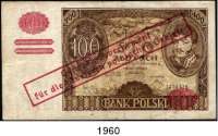 P A P I E R G E L D,Besatzungsausgaben des II. Weltkrieges Generalgouvernement Polen 100 Zloty 9.11.1934 (Ausgabe Februar 1940). BE.  Aufdruck ohne OBLIGO(!)