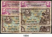 P A P I E R G E L D,BUNDESREPUBLIK DEUTSCHLAND  2 Deutsche Mark(3) 1948.  A...A.  5 Deutsche Mark(3) 1948.  