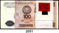 P A P I E R G E L D,AUSLÄNDISCHES  PAPIERGELD Peru 100 Intis 26.6.1987.  Pick 133.  LOT. 100 Scheine mit fortlaufenden Nummern.