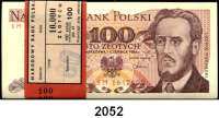 P A P I E R G E L D,AUSLÄNDISCHES  PAPIERGELD Polen 100 Zlotych 1.6.1986.  Pick 143 e.  LOT. 100 Scheine.  Mit Originalbanderole.
