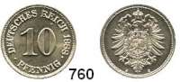 R E I C H S M Ü N Z E N,Kleinmünzen  10 Pfennig 1888 E.  Jaeger 4.