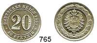 R E I C H S M Ü N Z E N,Kleinmünzen  20 Pfennig 1888 A.  Jaeger 6.