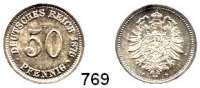 R E I C H S M Ü N Z E N,Kleinmünzen  50 Pfennig 1876 F.  Jaeger 7.