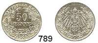 R E I C H S M Ü N Z E N,Kleinmünzen  50 Pfennig 1900 J.  Jaeger 15.