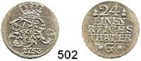Deutsche Münzen und Medaillen,Preußen, Königreich Friedrich II. der Große 1740 - 1786 1/24 Taler 1753 G, Stettin. 2 g . Kluge 184.1.  v.S. 753.  Olding 177c.
