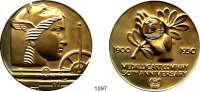 M E D A I L L E N,Numismatik  U.S.A., Vergoldete Bronzemedaille 1950.  50 Jahre Medallic Art Company.  70 mm.  170 g.
