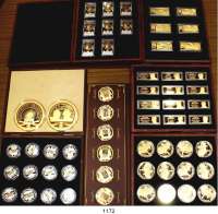M E D A I L L E N,L O T S     L O T S     L O T S  LOT. von 137 modernen Medaillen (meist vergoldet).  Aus verschiedenen Versandhaus-Serien.  