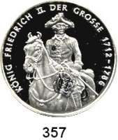 Deutsche Münzen und Medaillen,Preußen, Königreich Friedrich II. der Große 1740 - 1786 Silbermedaille 1993 (999).  Friedrich der Große zu Pferd. / Bekrönter Reichsadler.  34 mm.  15,04 g.