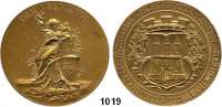 M E D A I L L E N,Städte Hamburg Vergoldete Bronzemedaille 1901 (Lauer).  I. Allgemeine Ausstellung für Patent-Industrie und gewerbliche Neuheiten in Hamburg-Altona.  