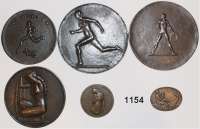 M E D A I L L E N,L O T S     L O T S     L O T S  LOT. von 6 einseitigen Bronzeplaketten.  Figürliche Motive.  40 bis 88 mm Ø