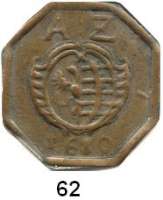 Deutsche Münzen und Medaillen,Anhalt - Zerbst Karl Wilhelm 1667 - 1718 Einseitige achteckige Kupfermarke 1680.  Accise-Marke 