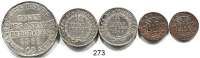 Deutsche Münzen und Medaillen,Anhalt LOTS       LOTS       LOTS 1 Heller 1766(2); 1/6 Taler 1861 A, 1862 A und Ausbeutevereinstaler 1861 A(Rand stark bearbeitet).  LOT. 5 Stück.