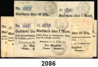 P A P I E R G E L D   -   N O T G E L D,Ostpreussen Rastenburg. Magistrat,  50(5) Pf., 50(3)Pfg. und 1(3) Mark 24.8.1914.  Dießner 310.  LOT. 11 Scheine.