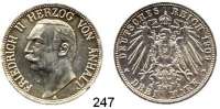 Deutsche Münzen und Medaillen,Anhalt - Dessau Friedrich II. 1904 - 1918 3 Mark 1909.  Jaeger 23.