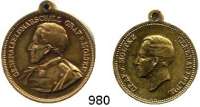 M E D A I L L E N,Personen Moltke, Helmuth Graf von (+1891) Zwei Bronzemedaille (jeweils mit angeprägter Öse, Lauer).  1889 Zum 70jährigen Dienstjubiläum 27 mm und o.J. 