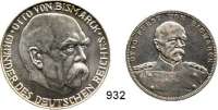 M E D A I L L E N,Personen Bismarck, Fürst Otto von Silbermedaille 1898 (Lauer).  Auf seinen Tod.  