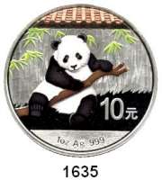 AUSLÄNDISCHE MÜNZEN,China Volksrepublik seit 1949 10 Yuan 2014 (Farbmünze).  Panda mit Zweig.