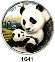 AUSLÄNDISCHE MÜNZEN,China Volksrepublik seit 1949 10 Yuan 2019 (Fabrmünze).  Panda mit Jungtier im Arm.