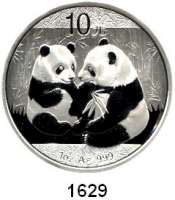 AUSLÄNDISCHE MÜNZEN,China Volksrepublik seit 1949 10 Yuan 2009 (Silberunze).  Zwei Pandas.  Schön 1716.  KM 1865.  In Kapsel.