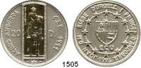 AUSLÄNDISCHE MÜNZEN,Andorra  20 Diners 1995 (Silber mit 1,5 g Goldinlay).  Ramon Berenguer III. zu Pferd.  Schön 118.  KM 106.