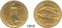 AUSLÄNDISCHE MÜNZEN,U S A  20 Dollars 1924.  (30,09g fein).  Schön 143.  KM 131.  Fb. 185.  GOLD.