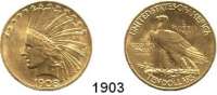 AUSLÄNDISCHE MÜNZEN,U S A  10 Dollars 1908 (15.04g fein).  Schön 141.4.  KM 130.  Fb. 166.  GOLD.