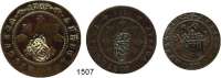 AUSLÄNDISCHE MÜNZEN,Angola Portugiesisch bis 1975 LOT. von 3 Münzen mit Gegenstempel (Bekröntes Wappen).  1/4 Macuta 1762; 1/2 Macuta 1789 und 1 Macuta 1789.