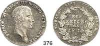 Deutsche Münzen und Medaillen,Preußen, Königreich Friedrich Wilhelm III. 1797 - 1840 Taler 1814 A.  Kahnt 362.  AKS 11.  Jg. 33.  Thun 244.  Dav. 756.