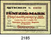 P A P I E R G E L D,AUSLÄNDISCHES  PAPIERGELD Polen Notgeld.  Rybnik.  Kohlebergbau Rybnik.  Emma´s Mine.  500.000 Marek 7.9.1923.  Mit Perforation 