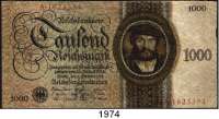 P A P I E R G E L D,R E I C H S B A N K  1000 Reichsmark 11.10.1924.  R/A.  Mit Perforation 