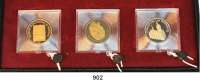 Deutsche Demokratische Republik,Geschenketuis wurden an Mitarbeiter und Gäste vergeben  Etui mit drei Kursgedenkmünzen (jeweils in Kapsel mit Plombe 