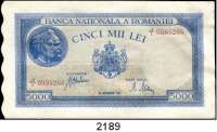 P A P I E R G E L D,AUSLÄNDISCHES  PAPIERGELD Rumänien 5000 Lei 28.9.1943.  Pick 55.  LOT. 10 Scheine.
