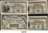 P A P I E R G E L D,AUSLÄNDISCHES  PAPIERGELD U.S.A. Military Payment Certificate.  Series 481.  5, 10, 25 Cents und 1 Dollar o.D.(1951).  Pick M 22 a, 23 a, 24 a, 26 a.  LOT. 4 Scheine.
