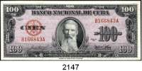 P A P I E R G E L D,AUSLÄNDISCHES  PAPIERGELD Kuba 50 Pesos 1950(gebraucht) und 1958(gebraucht).  100 Pesos 1954 und 1959.  Pick 81 a, 81 b, 82 b, 93 a.  LOT. 4 Scheine.