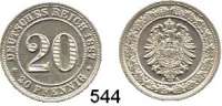 R E I C H S M Ü N Z E N,Kleinmünzen  20 Pfennig 1887 A.  Jaeger 6.