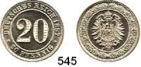 R E I C H S M Ü N Z E N,Kleinmünzen  20 Pfennig 1887 J.  Jaeger 6.