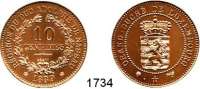 AUSLÄNDISCHE MÜNZEN,Luxemburg Wilhelm III. 1849 - 1890 Probe zu 10 Centimes (Kupfer) 1889.  KM E 15.