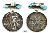 M E D A I L L E N,Schützen München Silbermedaille 1961 (Jos. Aschka, München).  100 Jahre deutscher Schützenbund - 22. Deutsches Bundesschiessen.  40,3 mm.