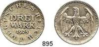 R E I C H S M Ü N Z E N,Weimarer Republik  DREI MARK 1925 D.  Jaeger 312.
